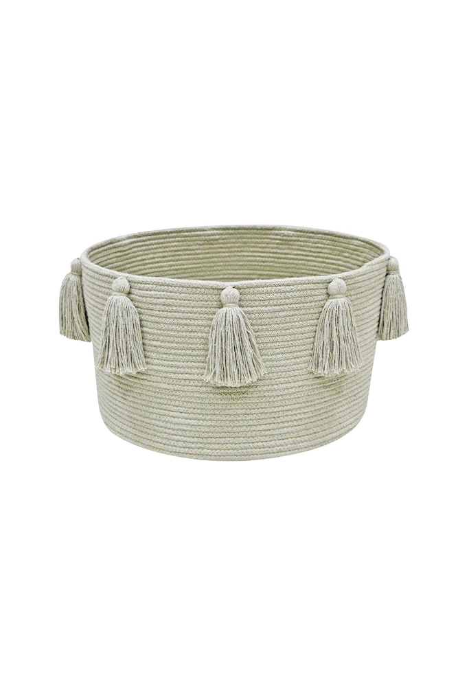 BASKET NEW TASSELS OLIVE