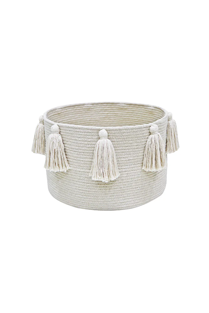 BASKET NEW TASSELS NATURAL
