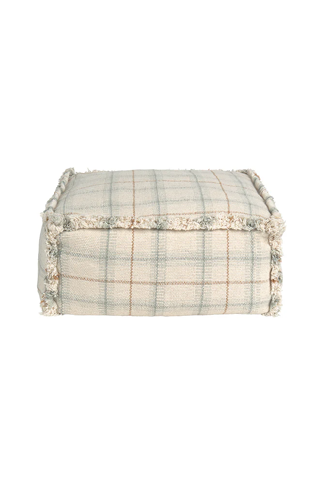 HANDLOOM POUF BLUE SAGE