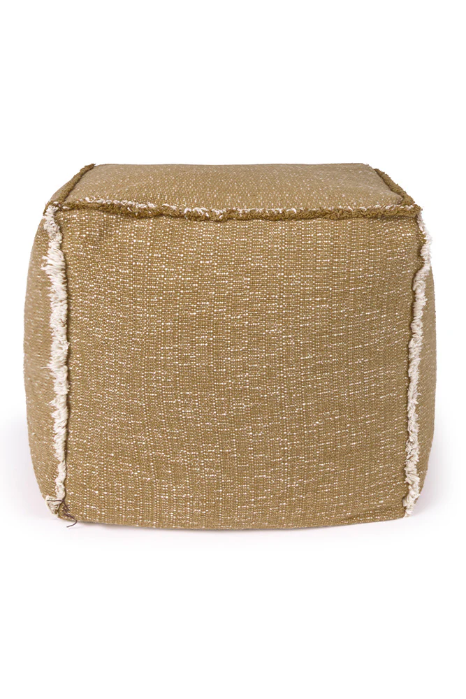 Handloom Pouf Ochre