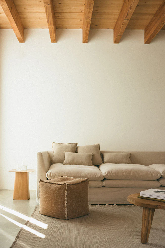 Handloom Pouf Ochre - Image 2
