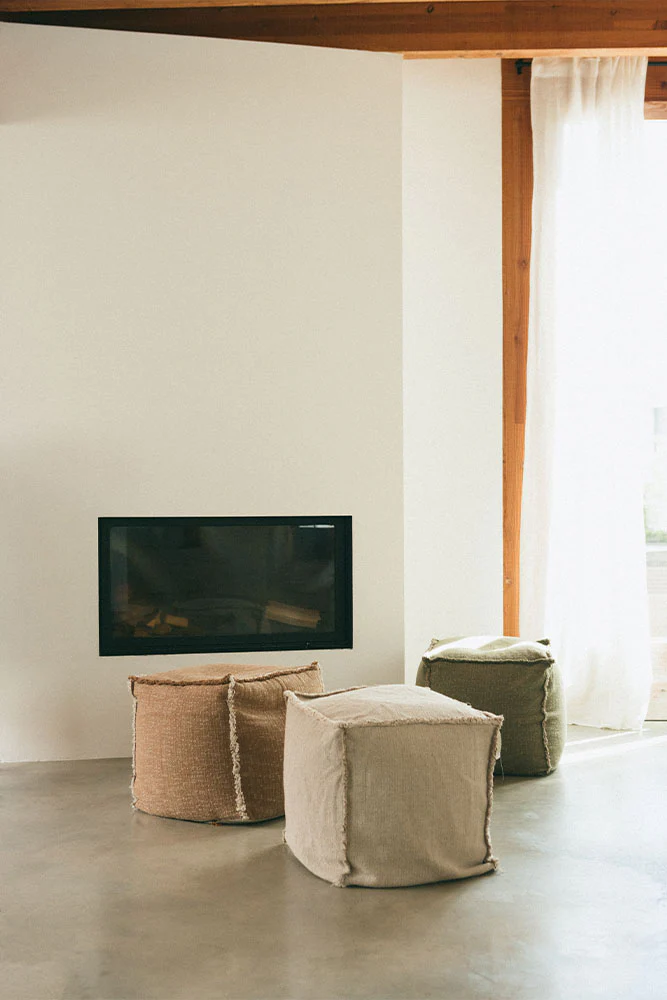 Handloom Pouf Ochre - Image 6