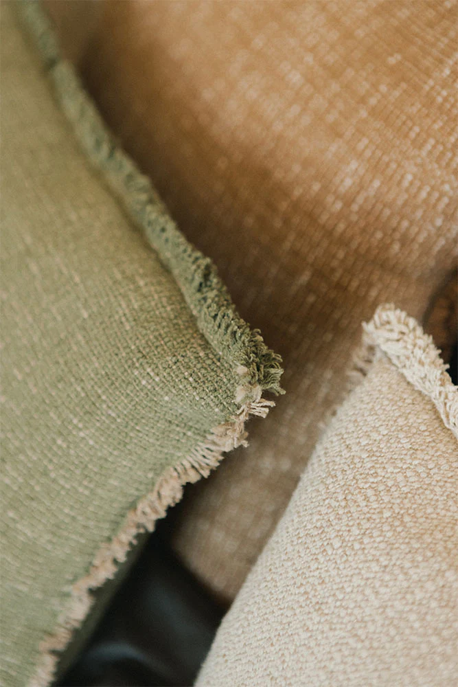 Handloom Square Cushion Kaki - Image 5