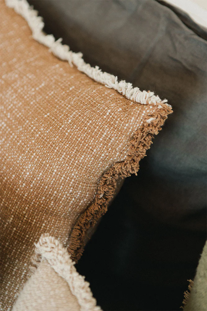 Handloom Square Cushion Ochre - Image 5
