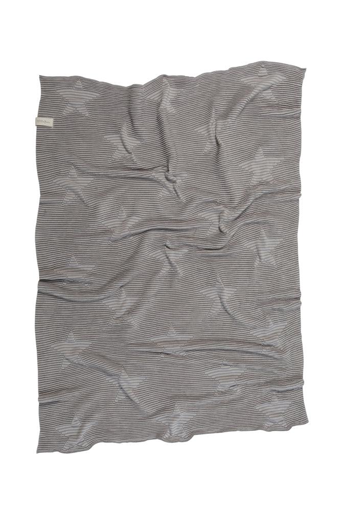 KNITTED BABY BLANKET HIPPY STARS-PEARL GREY