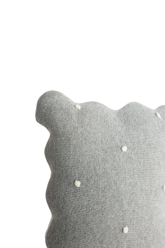 KNITTED CUSHION BISCUIT GREY - Image 4