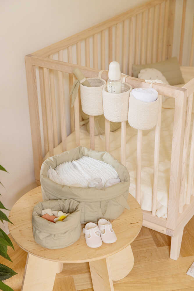 SET OF TWO QUILTED BASKETS OLIVE - Image 2