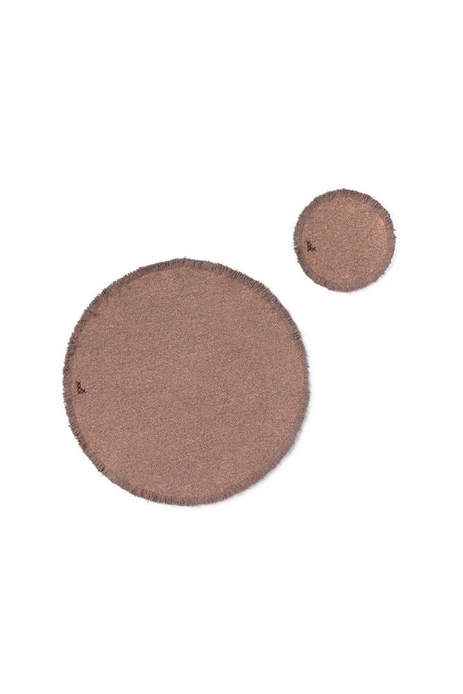 STONEWASHED PLACEMATS AND COASTERS SOIL BROWN (SET OF 2)