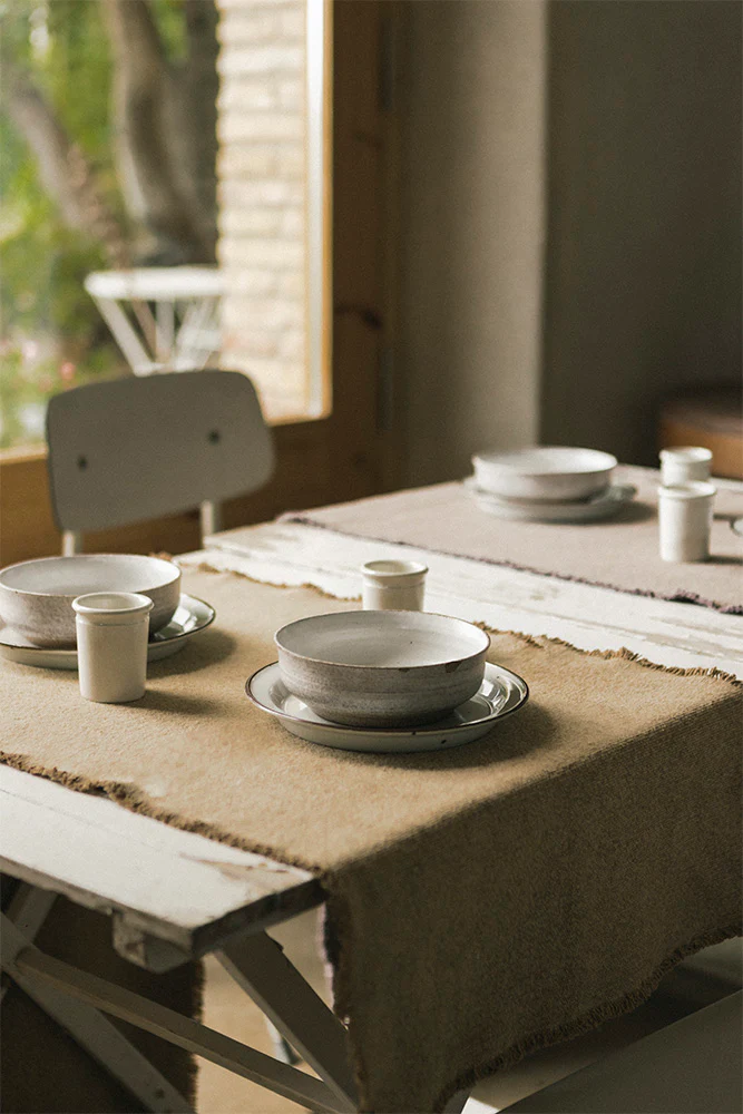 STONEWASHED TABLE RUNNER OCHRE - Image 2