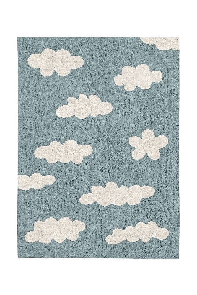 WASHABLE RUG CLOUDS VINTAGE BLUE