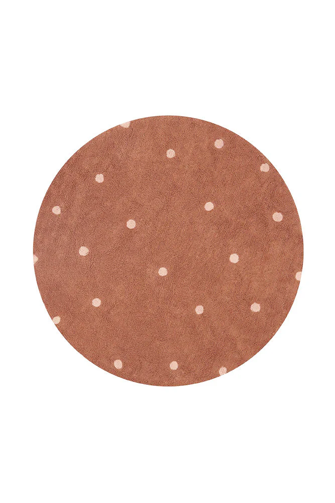WASHABLE RUG ROUND DOT CHESTNUT