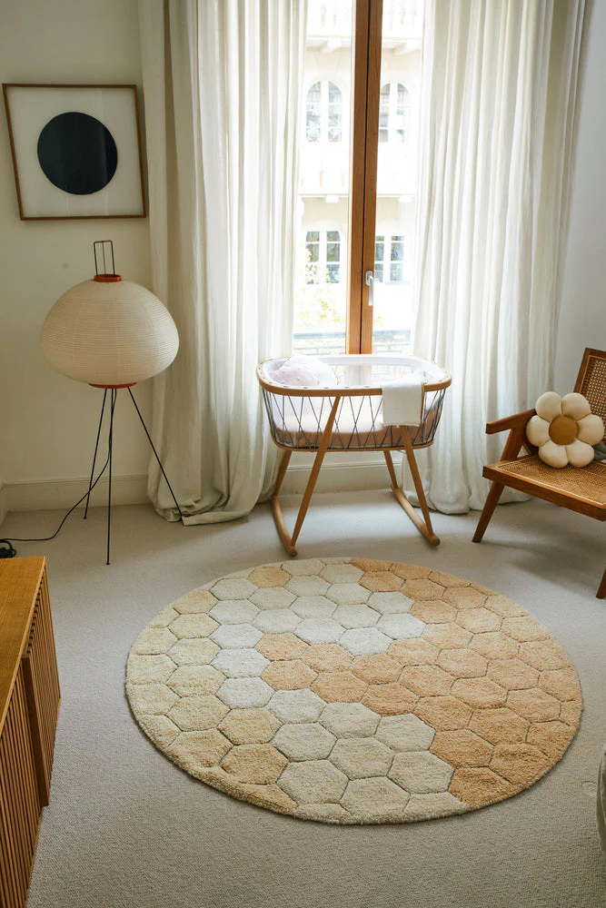WASHABLE RUG ROUND HONEYCOMB GOLDEN - Image 2