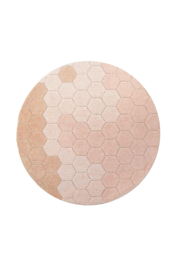 WASHABLE RUG ROUND HONEYCOMB ROSE