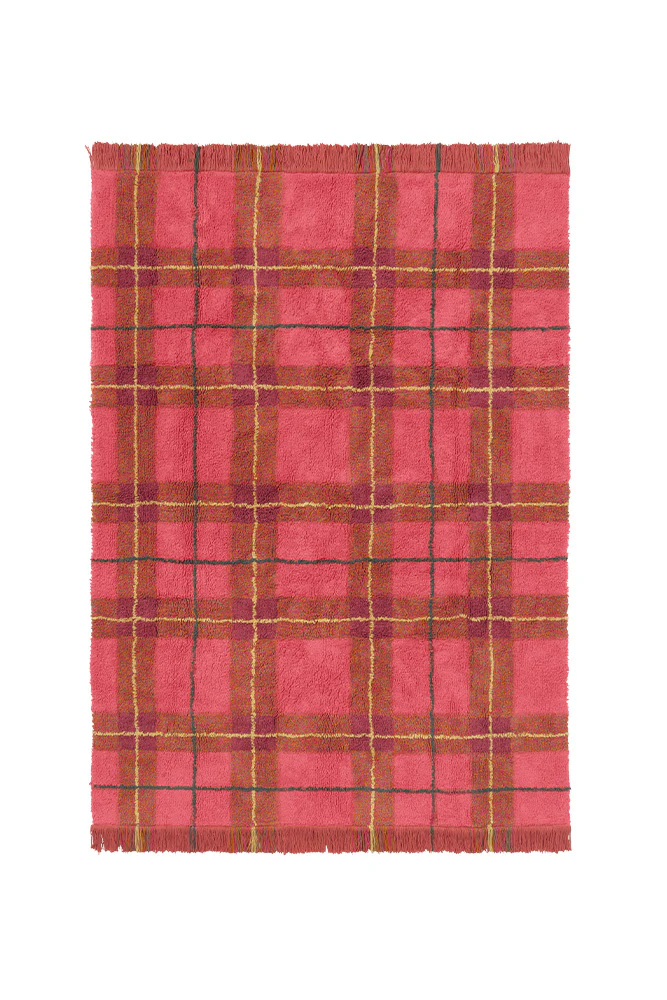 WASHABLE RUG TARTAN VINTAGE RED
