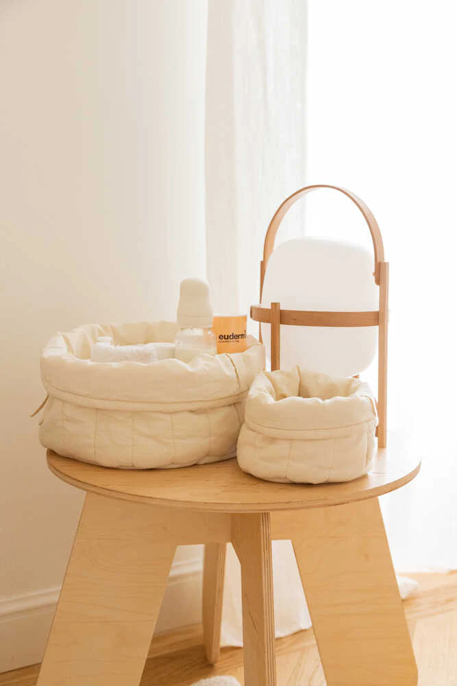 SET OF TWO QUILTED BASKETS NATURAL - Image 2